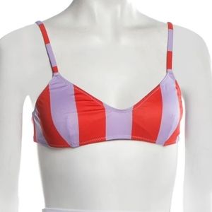 NWT Solid & Striped Bikini Top (M)
